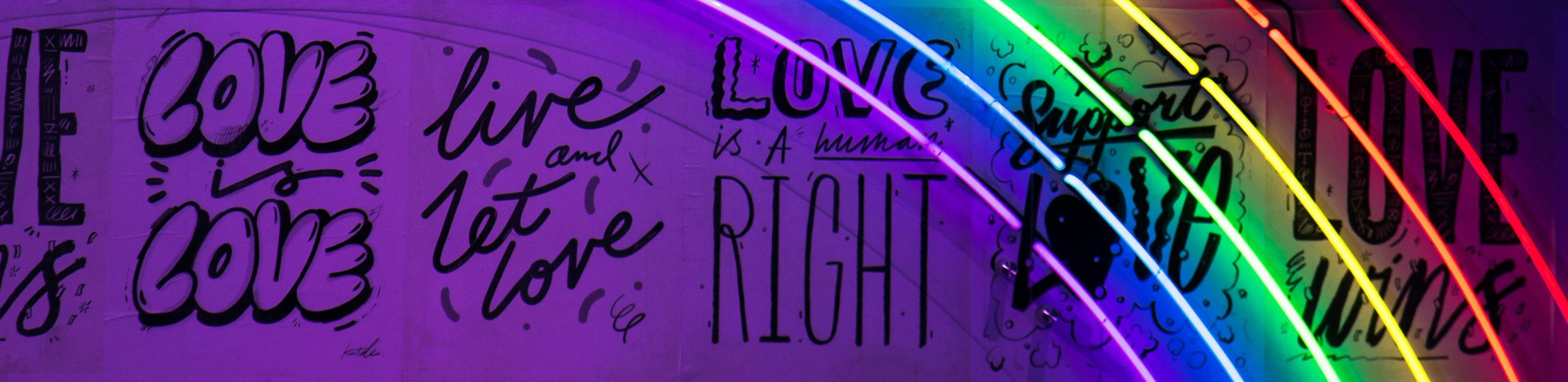Neon rainbow sign.