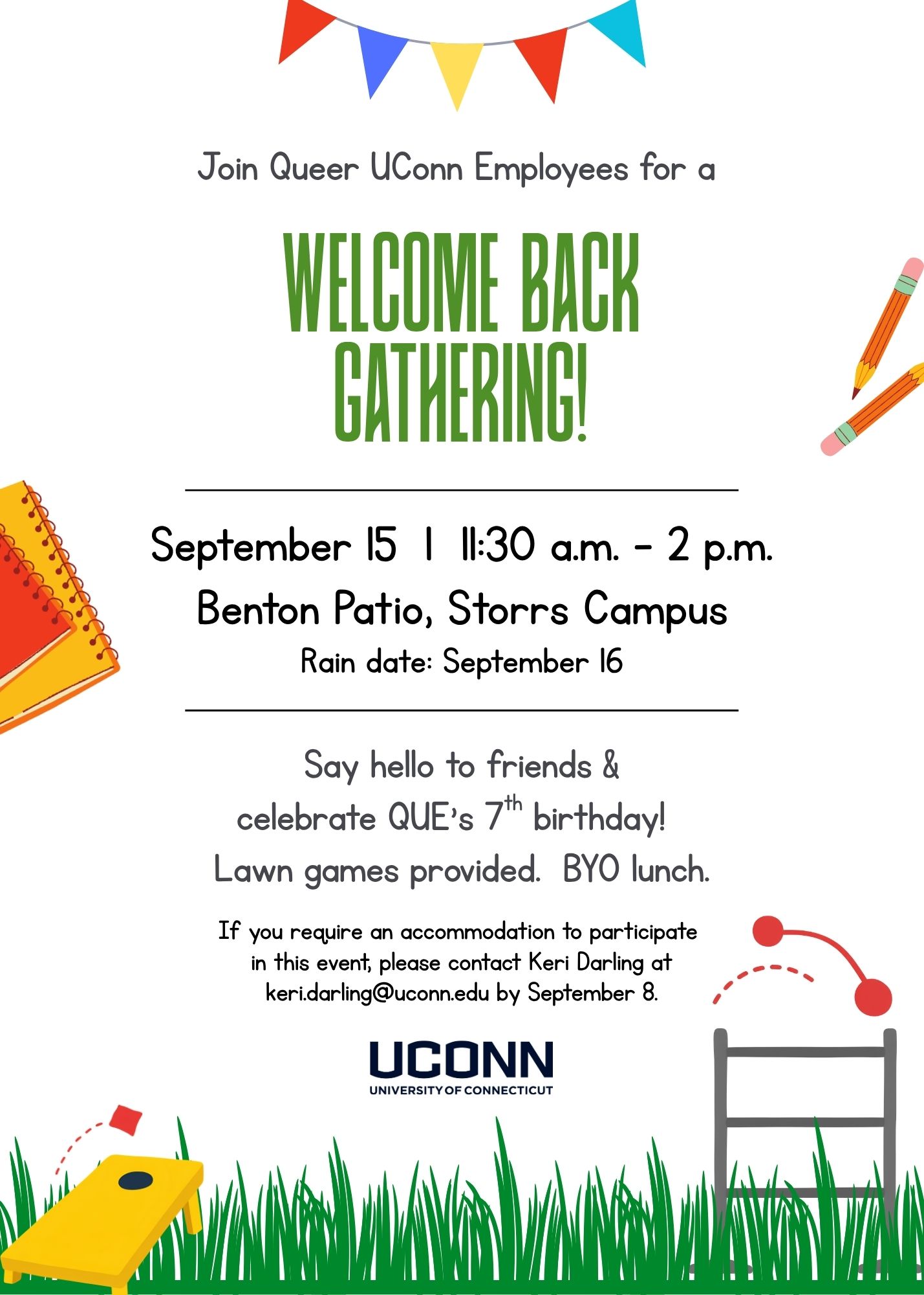 Image button to PDF flyer for September 15 2026 Queer UConn Employees Welcome Back event